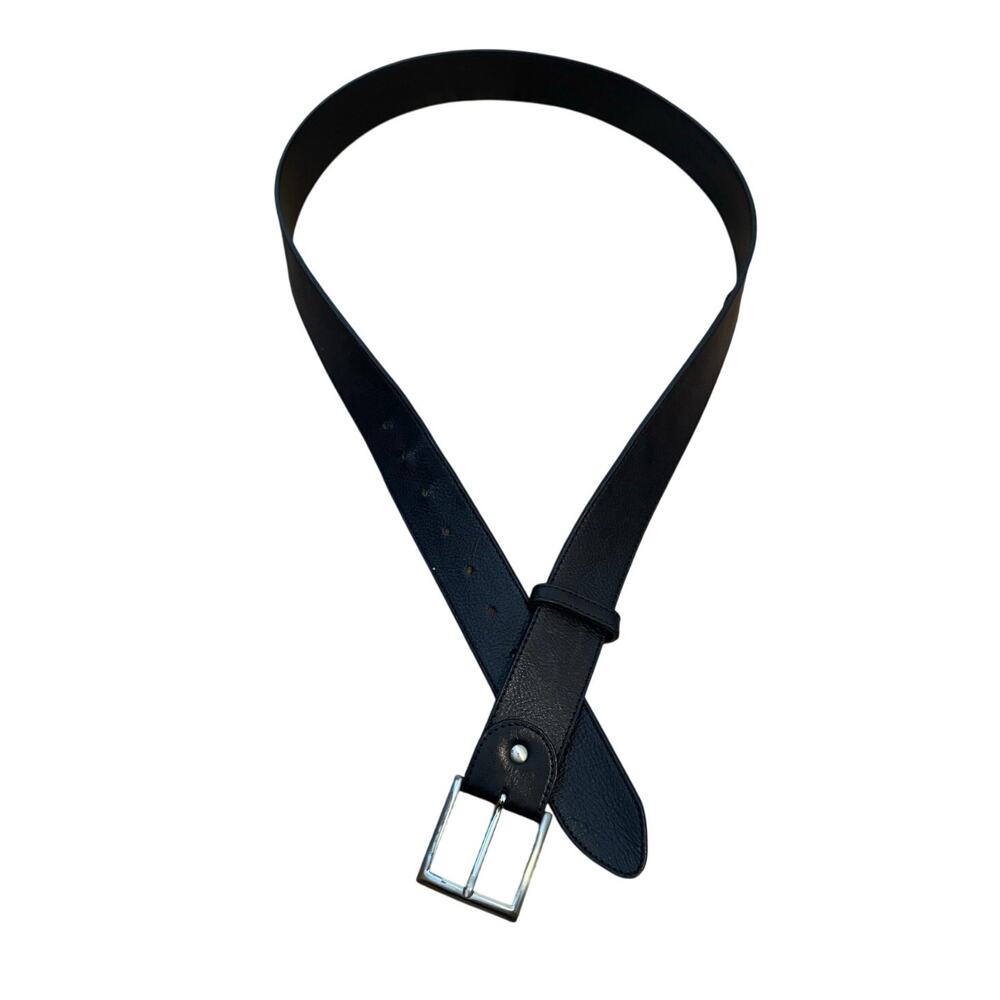 JUAN JO Black Leather Silver Buckle Belt